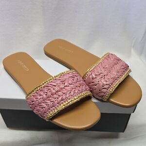 Nine West Pink and Gold Braided Sandals